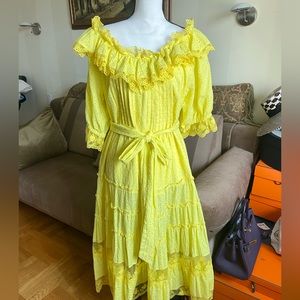 Charo Ruiz ibitza  crochet lace maxi ruffle summer dress one size